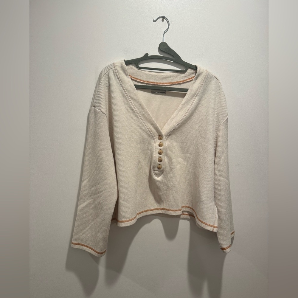 Urban Outfitters Cropped Ribbed Henley Top